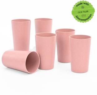 Eha (Pack of 6) Earth Friendly Unbreakable Drinking Water Glass | Made with Rice Husk | Glass Set Water/Juice Glass