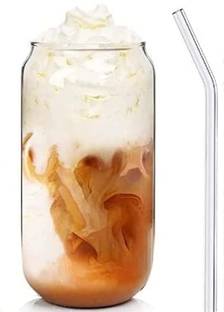 Artifice Glass Tumbler Without Lid and With Straw Pack of 1, Reusable Glass Drinking Cup Glass Water/Juice Glass