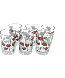 crockware (Pack of 6) Elegance Printed Water and Juice glass Glass Set Water/Juice Glass