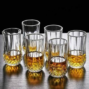 JIGSHTIAL (Pack of 6) 300 ml-Drinking Glasses Highball Glasses Crystal Glass Tumblers for Water Juice Glass Set Water/Juice Glass