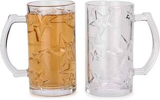 PKMSHO (Pack of 2) Crystal Dirnk Party Mug with Handle Liquor and Cocktail, Glass Set Beer Mug