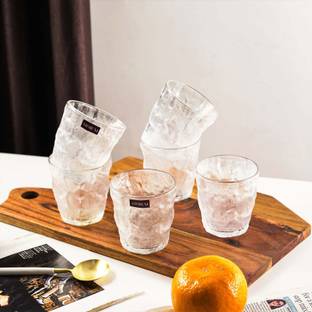 The Artment (Pack of 4) Glacier Patterned Frosted Glass Set of 4 Glass Set Wine Glass