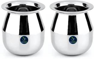 wiaa (Pack of 2) Premium Stainless Steel Lota with Long Neck for Pooja, Water, and Juice Use For Glass Set Water/Juice Glass