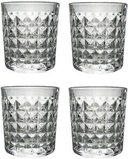 KEITSI (Pack of 4) Crystal Clear Diamond Cut Whiskey Glass Glass Set Whisky Glass