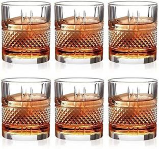Bold and Wide (Pack of 6) Crystal Drinking Glasses Classic Whiskey Tumblers Set of 6 Imported Bourbon Scotch Brandy Juice Tumbler for Drinks Liquor Glasses Premium Whisky Glass – Set of 6, 310 ml Glass Set Whisky Glass