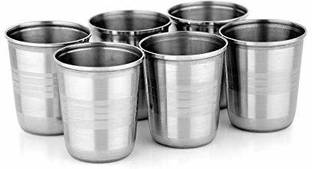 ILT (Pack of 6) 100ML Small Stainless Steel Glass for Tea PurposeSize Glass Set Water/Juice Glass