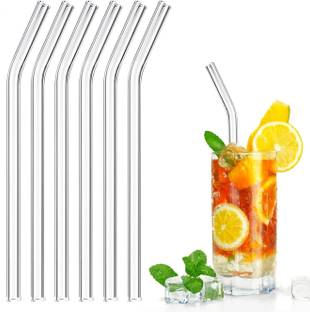 MultiZone (Pack of 6) Reusable Glass Straw Set 6 |Multiuse Drinking Straws Glass Cocktail Glass