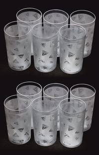 BELLERBIRD (Pack of 12) Diamond Design Drinking Water Glass Set Water/Juice Glass
