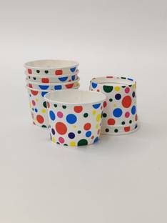 Paricott (Pack of 100) 150ml Ice cream Multi Design Paper Cup 100pcs Glass Set Water/Juice Glass