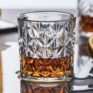 Staify (Pack of 2) Fancy Diamond Whisky Glass Premium Crystal Whiskey Glasses Set Glass Set Whisky Glass