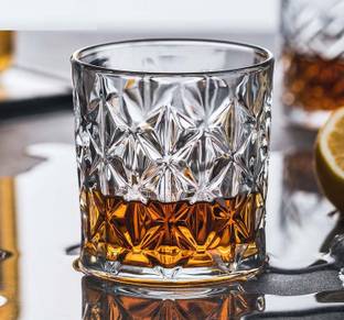 VLKMK (Pack of 4) Lead-Free Rocks Glasses,Old Fashioned Glass for Drinking Scotch(Pack of 4,300ml) Glass Set Whisky Glass