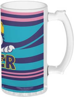 Tediline Beer Mug Funny Monster Frosted with Handle 16 Oz Glass Beer Mug