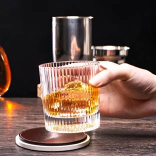 Melbify (Pack of 6) Ribbed Whiskey Glasses | Premium Rock Glass | Perfect for Whiskey, Scotch, Rum Glass Set Whisky Glass
