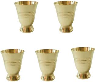 salvusappsolutions (Pack of 5) Brass Round Glass_02_Set of 5 Glass Set Water/Juice Glass