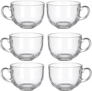 DULARIYA (Pack of 6) Pack of 6 Glass Transparent clear 150 ml tea and coffee cup set of 6 (Clear) Glass Set Water/Juice Glass