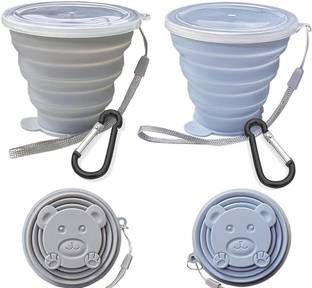 Zibuyu Silicone Collapsible Cup 180ml Grey Blue Glass Set Water/Juice Glass
