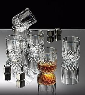 vetreo (Pack of 6) Crystal Cut Diamond Imported Whiskey Glasses , BARWARE for Scotch , Bourbon , Liquor , Vodka and Cocktail Drink Glass , Glass Set Wine Glass