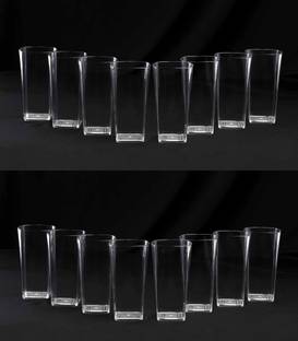 Sentricus (Pack of 16) SQUARE Shape Plastic UNBREAKABLE Water Glasses Set of 16 Glass Set Water/Juice Glass