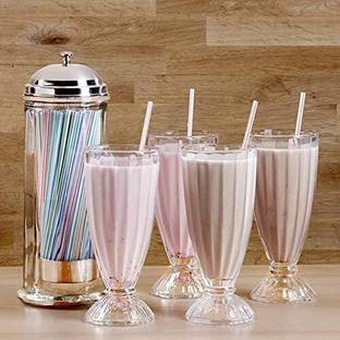 GRICKZO (Pack of 4) Transparent Stylish and Crystal Highball Glasses for Juice Milk Shake Ice Cream Glass Set Water/Juice Glass