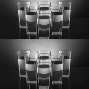 BELLERBIRD (Pack of 12) Square Unbreakable Transparent Glass Set Water/Juice Glass
