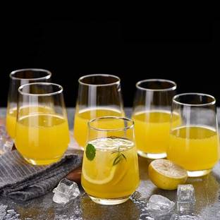 Virya (Pack of 6) Wine and Whisky Glass (Tumbler Scotch Glass, 370 ml)- Set of 6 Glass Set Water/Juice Glass