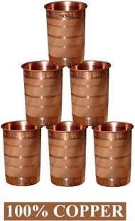 SINAL (Pack of 6) Stylish 6 Copper Glass (100% Copper)JG0.30 Glass Water/Juice Glass