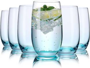 MultiZone (Pack of 6) Premium Blue Juice Glasses 350 ML Tumblers for Water,Cocktail and Mixed Drinks Glass Set Water/Juice Glass