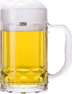 BINZO (Pack of 6) 350 ml Beer Mug, Set of 6, Pint Size Beer Mugs, Everyday Pub Mugs Glass Set Beer Mug