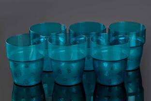 Slikvita (Pack of 6) Prism With Feather Designe Shape Water Glasses Juice Glass Set For Kitchen Glass Set Water/Juice Glass