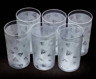 BELLERBIRD (Pack of 6) Premium Quality Unbreakable Diamond Design Drinking Glass Set Water/Juice Glass