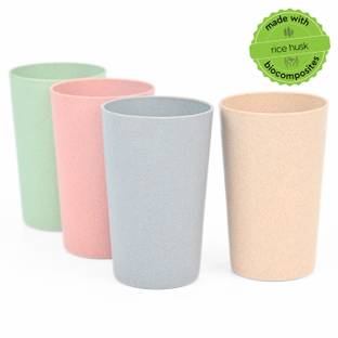 Eha (Pack of 4) Earth Friendly Unbreakable Drinking Water Glass | 250 ml | Glass Set Water/Juice Glass