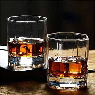 Coozico (Pack of 2) Crystal Rocks Whiskey Glasses Set of 4 for Scotch Glass Whisky Glass