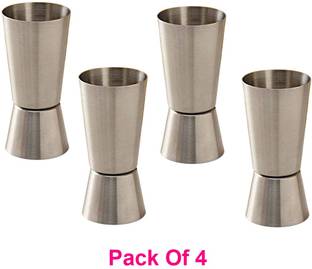 Agromech (Pack of 4) Steel Tall Peg Cocktail Jigger, Shot Glass, Double Side Drink Measuring Bar Tool Glass Wine Glass