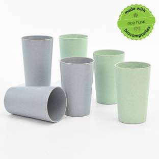 Eha (Pack of 6) Earth Friendly Unbreakable Drinking Water Glass | Made with Rice Husk | Glass Set Water/Juice Glass