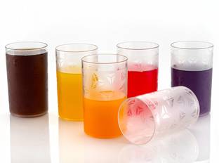 Sedulous (Pack of 6) Plastic Prism Pattern Transparent 6 Glass Set Water/Juice Glass