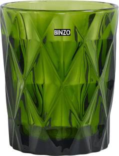 BINZO (Pack of 6) Color Water Glasses, Green Colored Glassware, Drinking Tumbler Glass for Juice Glass Set Water/Juice Glass