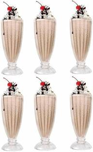 Rosefinch (Pack of 6) Crystal Milk Shake, Juice, Ice Cream, Milkshake, Faluda, Smoothie Cocktail Glass Set Water/Juice Glass