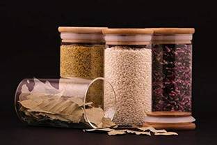 vulrian (Pack of 3) wooden lid jar glass 270 ml (pcs3) Glass Champagne Glass