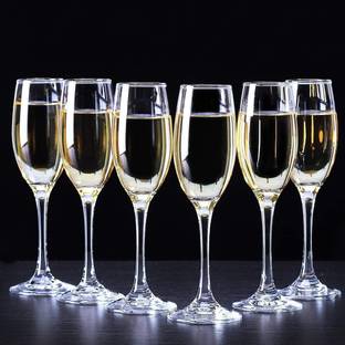 JIGSHTIAL (Pack of 6) (Pack of 6) Wine Glass, Red or White Wine, Champagne Flutes, Glass Glass Set (170 ML) Glass Set Champagne Glass