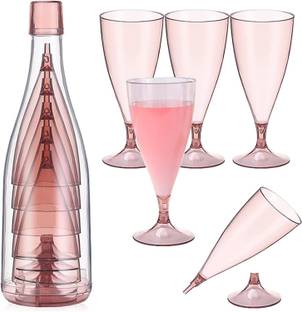 SONANI Travel Picnic Glass 5PCS Set Folding Style Plastic Champagne Glasses Glass Set Water/Juice Glass