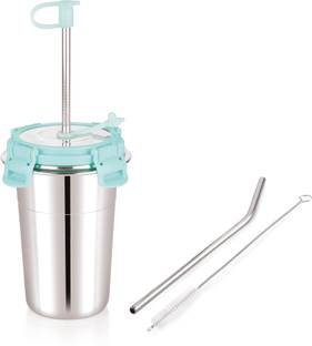 di select Stainless Steel Tumbler with Silicon Aperture Steel Lid Leak Proof Glass Water/Juice Glass