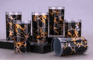 Finner (Pack of 6) Unbreakable and Stylish Printed Glass, Abs Poly Carbonate Plastic Glass Set Water/Juice Glass
