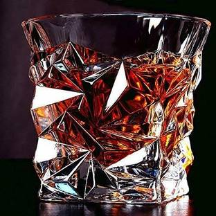 varahry (Pack of 6) Crystal Touch Cut Seamless Designer Tumblers 6 Piece Whiskey, Scotch & Cold Drink Glass Glass Set Whisky Glass