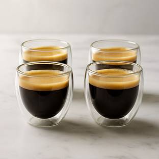 Baskety (Pack of 4) Double Wall Coffee Cups,Coffee Mug, 250ml Set of 4 i02 Glass Set Water/Juice Glass