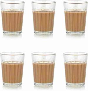 SMILERY (Pack of 6) (Set of 6)100 ML Tea Cups Chai Glass Cup Cutting Chai Glass Tea Set Coffee glass Glass Set Water/Juice Glass