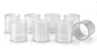 EMBICON (Pack of 8) Crystal Clear Sparkle Glass Set For Water,Juice,Beer,Wine Glass Set Water/Juice Glass