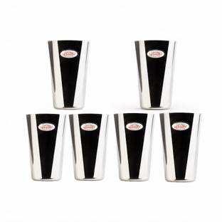 JAGGERY (Pack of 6) Stainless Steel Drinking Serving Water/Milk/Juice (Square Glasses, Pack Of 6) Glass Set Water/Juice Glass