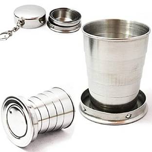 Akhand Folding Glass For Travelling Glass Water/Juice Glass (250ml, Steel, Steel) Glass Water/Juice Glass