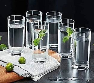 vetreo (Pack of 6) Water Glass Crystal Cut Water Glasses - 300 ml Set of 6 Transparent Long Glass | Highball Glasses | Juice Glass Set of 6 Glass Set Water/Juice Glass