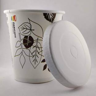 Paricott (Pack of 50) Leaves Printed Disposable Glass with Lid for Hot & Cold Beverages 50Pcs Glass Set Water/Juice Glass